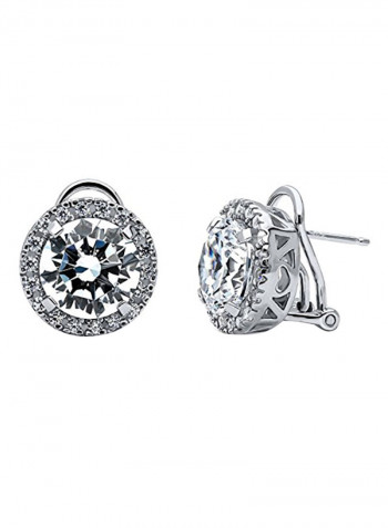 Rhodium Plated Sterling Silver Cubic Zirconia Stud Earrings