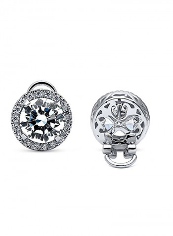 Rhodium Plated Sterling Silver Cubic Zirconia Stud Earrings