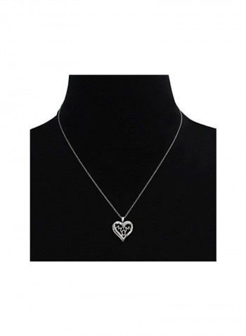 925 Sterling Silver 0.1 Ct Diamond Studded Heart Pendant Necklace