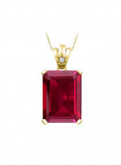 925 Sterling Silver 17.05 Ct Ruby Pendant Necklace