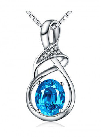 925 Sterling Silver Pendant Necklace With Topaz