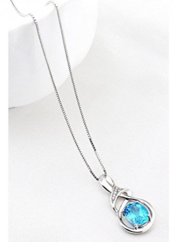 925 Sterling Silver Pendant Necklace With Topaz