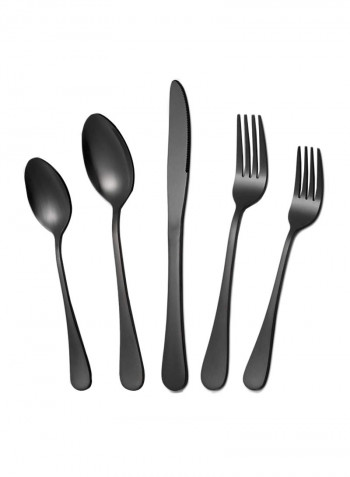 45-Piece Stainless Steel Cutlery Set Black