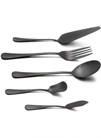 45-Piece Stainless Steel Cutlery Set Black