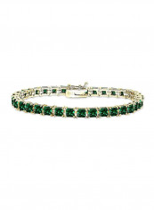 925 Sterling Silver Emerald Studded Tennis Bracelet