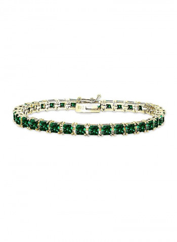 925 Sterling Silver Emerald Studded Tennis Bracelet