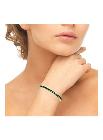 925 Sterling Silver Emerald Studded Tennis Bracelet