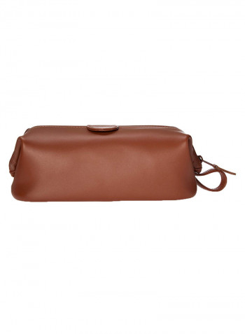 Leather Travel Toiletry Bag Brown