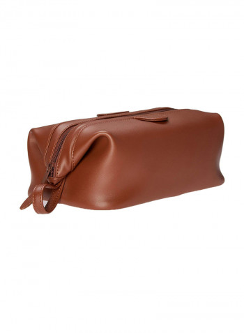 Leather Travel Toiletry Bag Brown