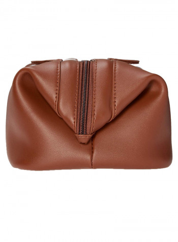Leather Travel Toiletry Bag Brown
