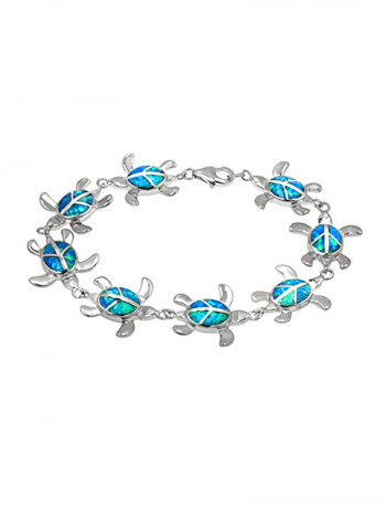 Turtle With Peace Sign Sterling Silver Bracelet
