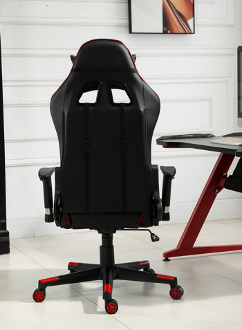 PU Leatherette Upholstered Ergonomic Chair With Lumbar Support Red/Black