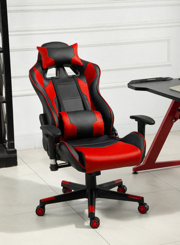 PU Leatherette Upholstered Ergonomic Chair With Lumbar Support Red/Black