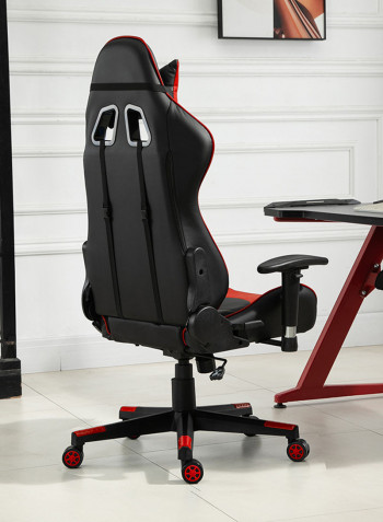 PU Leatherette Upholstered Ergonomic Chair With Lumbar Support Red/Black