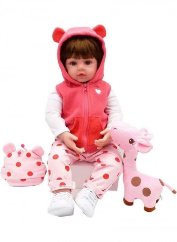 Simulation Baby Doll With Giraffe Plush Toy 58cm