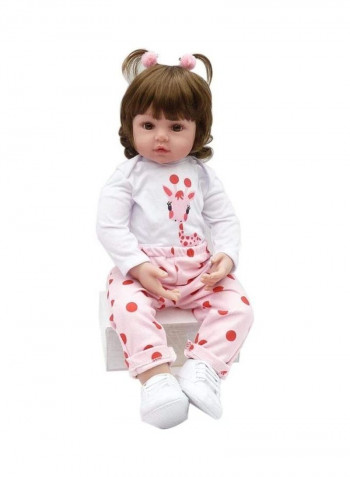 Simulation Baby Doll With Giraffe Plush Toy 58سم