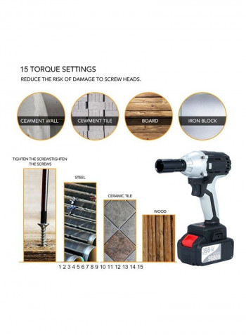Brushless Cordless Electric Impact Wrench Black/Silver