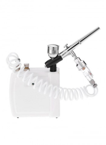 11-Piece Airbrush Air Compressor Tool Set White 23.5x12.5x21.5centimeter