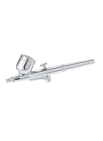 Dual Action Airbrush With Compressor Kit White/Silver/Black 23.5x12.5x21.5centimeter