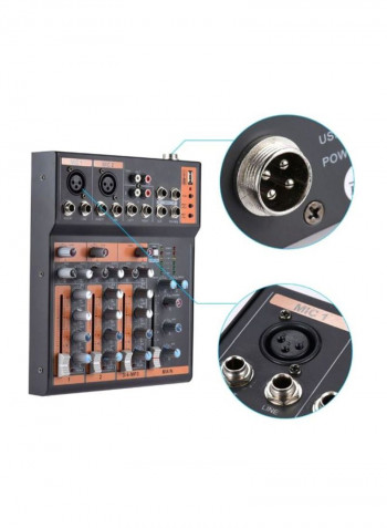 Portable 4-Channel Mic Line Audio Mixer With 3-Band EQ