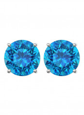 Rhodium Plated 925 Sterling Silver 4.25 Carat Topaz Stud Earrings