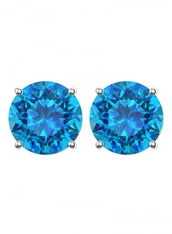 Rhodium Plated 925 Sterling Silver 4.25 Carat Topaz Stud Earrings