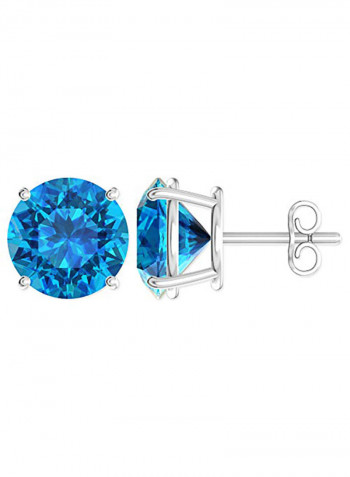 Rhodium Plated 925 Sterling Silver 4.25 Carat Topaz Stud Earrings