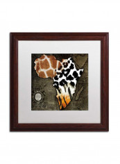 Animal Map Of Africa Wooden Framed Wall Art Multicolour 16 x 16inch