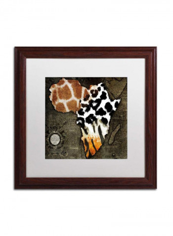 Animal Map Of Africa Wooden Framed Wall Art Multicolour 16 x 16inch
