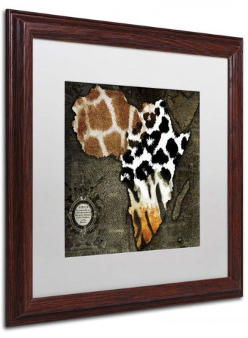 Animal Map Of Africa Wooden Framed Wall Art Multicolour 16 x 16inch