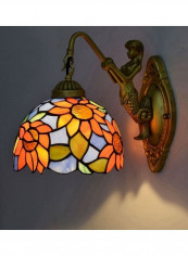 Creative Sun Flower Stained Glass Wall Lamp Multicolour