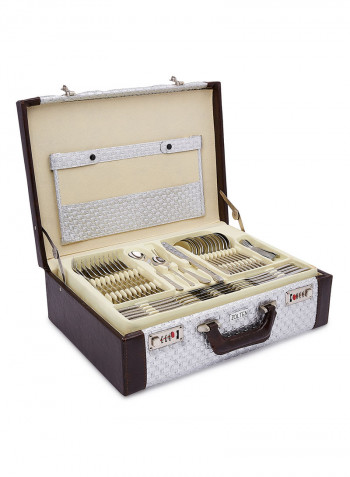Zolten 128 Piece Satin Cutlery Set Multicolour Standard