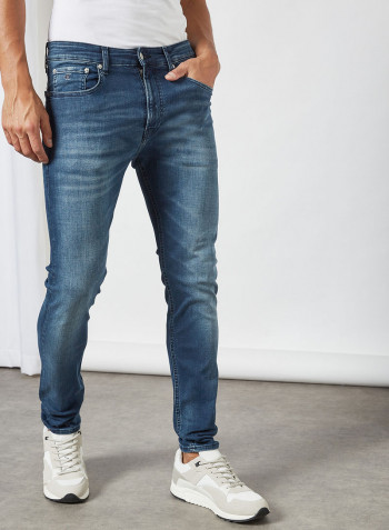 Washed Skinny Jeans Bb013 - Blue Black