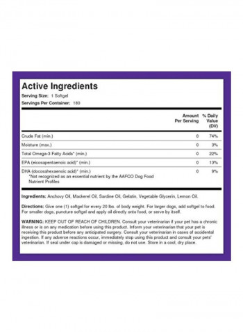 Omega-3 - 180 Softgels Clear