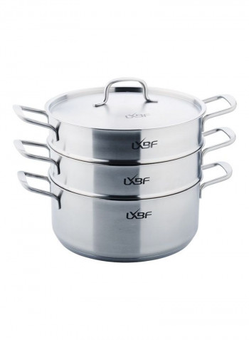 Stainless Steel 3 Layer Steamer Cooking Pot Multicolour 36x32x31cm