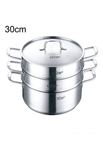 Stainless Steel 3 Layer Steamer Cooking Pot Multicolour 36x32x31cm
