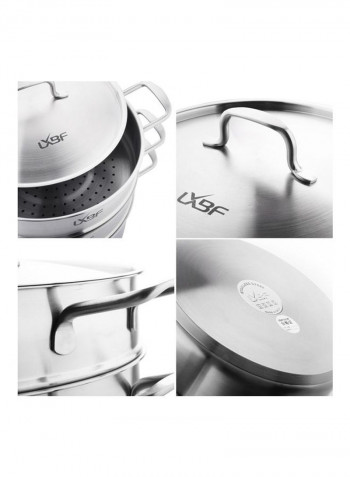 Stainless Steel 3 Layer Steamer Cooking Pot Multicolour 36x32x31cm