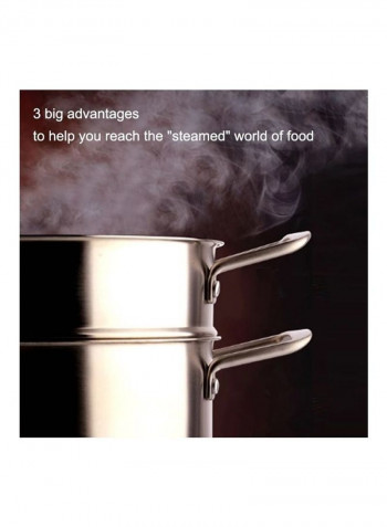 Stainless Steel 3 Layer Steamer Cooking Pot Multicolour 36x32x31cm