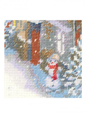 18-Piece Snowy Winter Cross Stitch Kit White/Beige/Blue