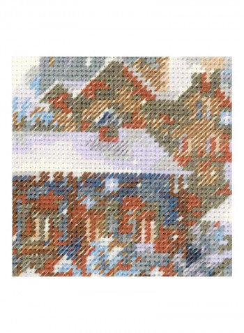 18-Piece Snowy Winter Cross Stitch Kit White/Beige/Blue