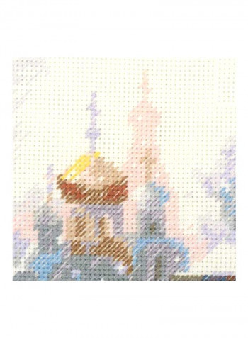 18-Piece Snowy Winter Cross Stitch Kit White/Beige/Blue