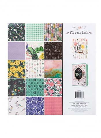 48-Piece Flourish Patterned Paper Pad Pink/Black/Yellow