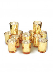 12-Piece Tealight Candle Holder Gold 3.15 x 9.52 x 7.08inch