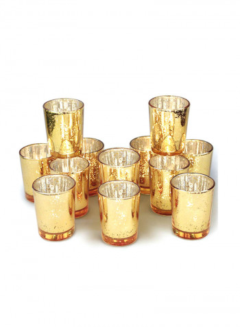 12-Piece Tealight Candle Holder Gold 3.15 x 9.52 x 7.08inch