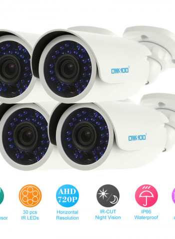 4 Piece AHD 720P 1500TVL Security CCTV Camera