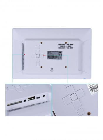 LCD Digital Picture Frame White 25x16x2.3centimeter