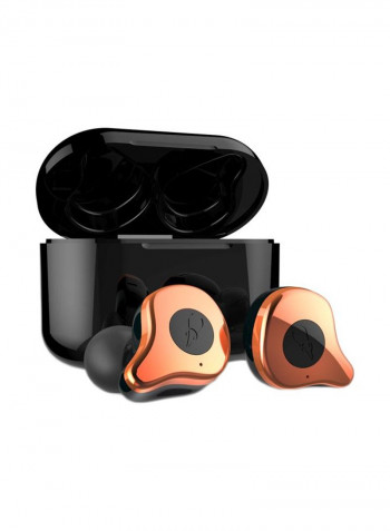 E12 In-Ear Bluetooth Earphones With Charging Case Gold/Black