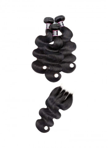 3-Piece Brazilian Body Wave Human Hair Wig Set Black