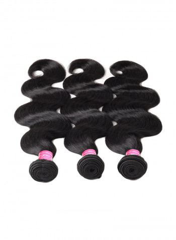 3-Piece Wavy Human Hair Extension Black