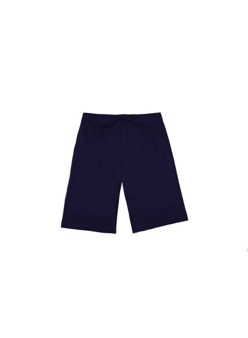 Comfortable Linen Shorts Navy Blue